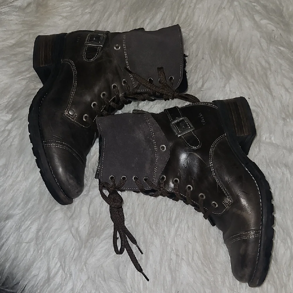 Taos CRAVE Women's Brown Lace-Up Buckle Combat Boots SZ39 - Picture 6 of 9